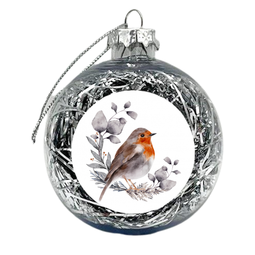 watercolor winter bird - xmas bauble by haris kavalla