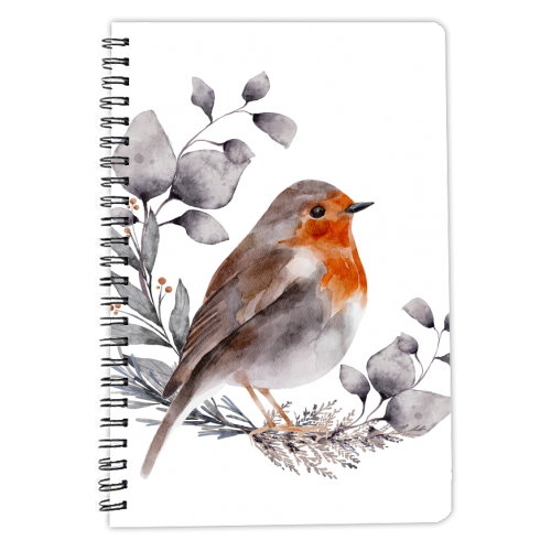 watercolor winter bird - personalised A4, A5, A6 notebook by haris kavalla