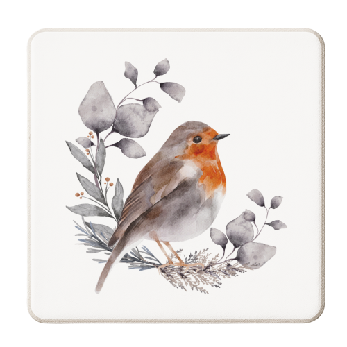 watercolor winter bird - personalised beer coaster by haris kavalla
