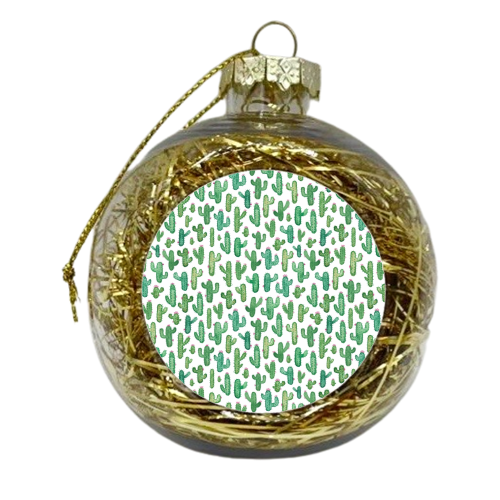 Watercolour Cacti - xmas bauble by elena o'neill