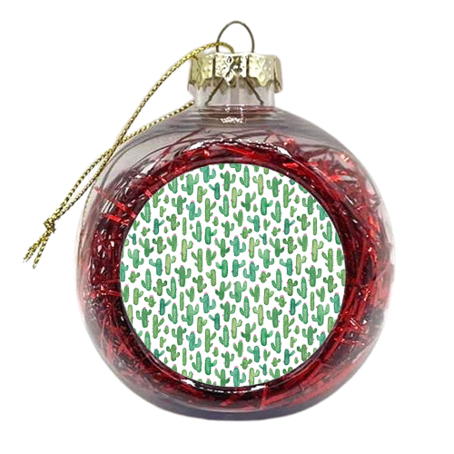 Watercolour Cacti - xmas bauble by elena o'neill