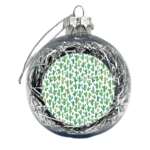 Watercolour Cacti - xmas bauble by elena o'neill