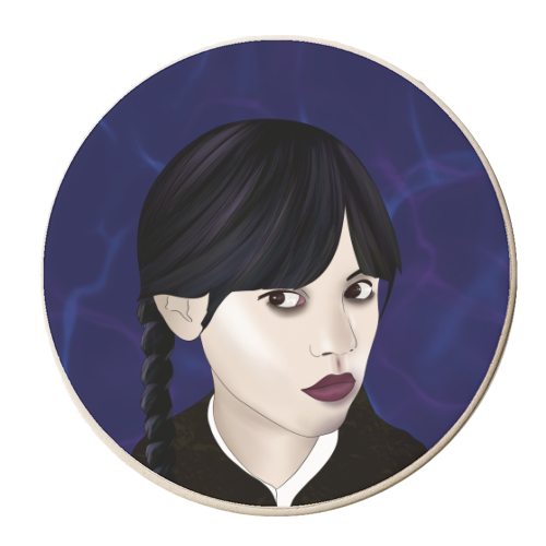 Wednesday -Addams  Blue Background - personalised beer coaster by Lisa Wardle