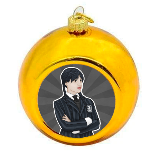 Wednesday Addams - colourful christmas bauble by Loren Grosvenor