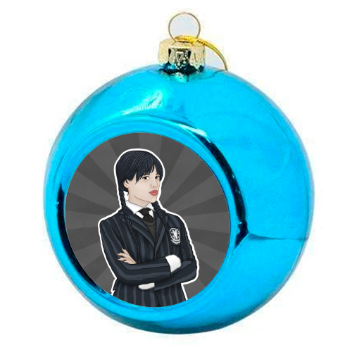 Wednesday Addams - colourful christmas bauble by Loren Grosvenor