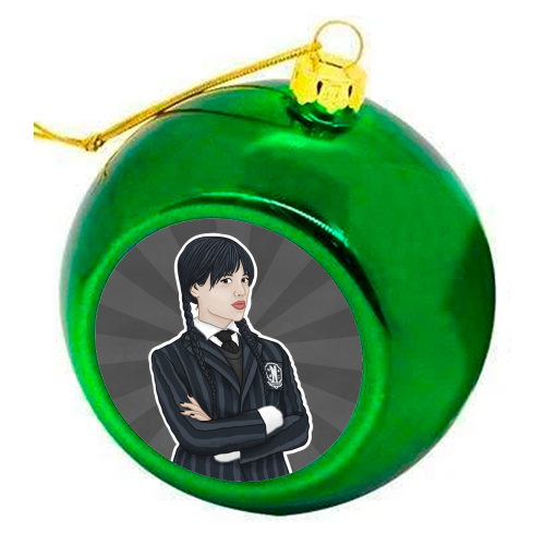 Wednesday Addams - colourful christmas bauble by Loren Grosvenor