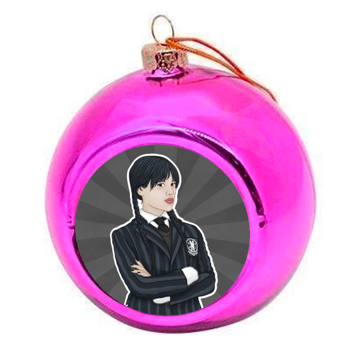 Wednesday Addams - colourful christmas bauble by Loren Grosvenor