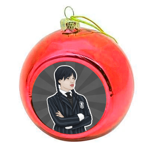 Wednesday Addams - colourful christmas bauble by Loren Grosvenor