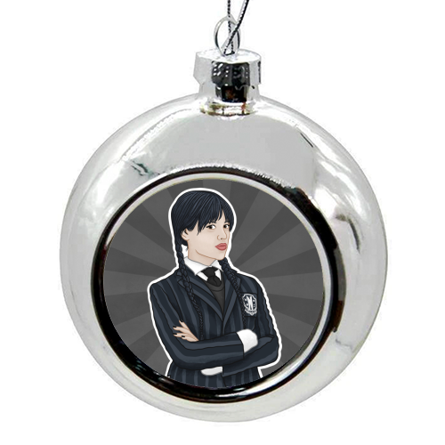 Wednesday Addams - colourful christmas bauble by Loren Grosvenor