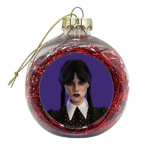 Wednesday Addams - xmas bauble by Rock and Rose Creative