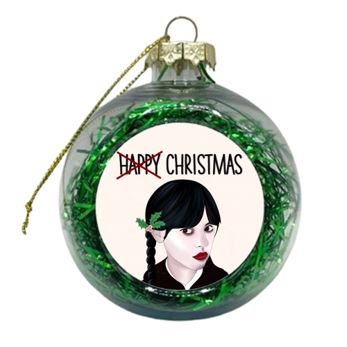 Wednesday Addams Fan Art - Christmas Special - xmas bauble by Lisa Wardle