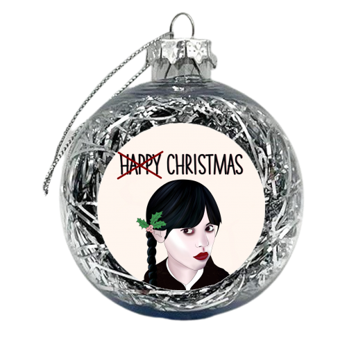 Wednesday Addams Fan Art - Christmas Special - xmas bauble by Lisa Wardle