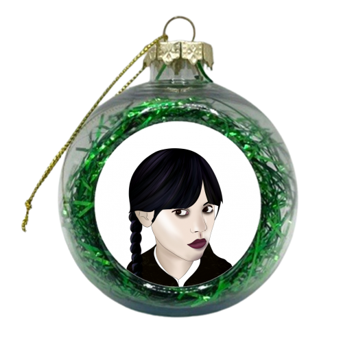 Wednesday Addams Fan Art - xmas bauble by Lisa Wardle