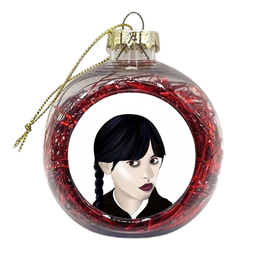 Wednesday Addams Fan Art - xmas bauble by Lisa Wardle