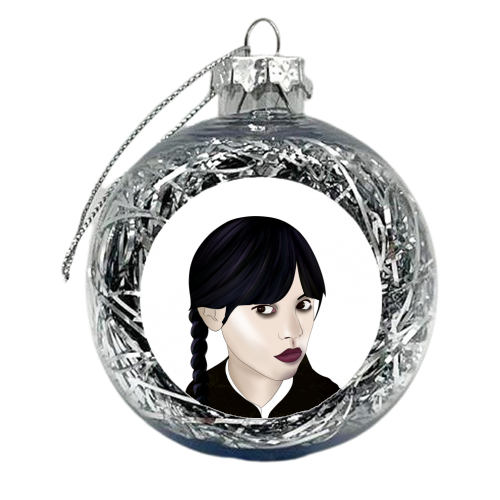 Wednesday Addams Fan Art - xmas bauble by Lisa Wardle