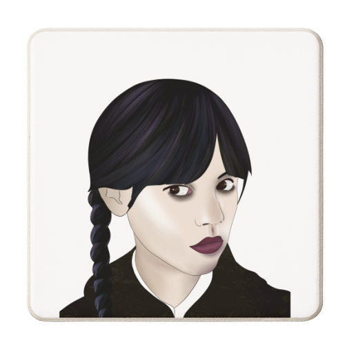 Wednesday Addams Fan Art - personalised beer coaster by Lisa Wardle