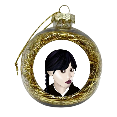 Wednesday Addams Fan Art - xmas bauble by Lisa Wardle