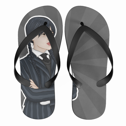 Wednesday Addams - funny flip flops by Loren Grosvenor