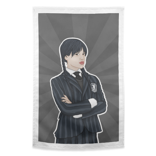 Wednesday Addams - funny tea towel by Loren Grosvenor