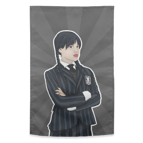 Wednesday Addams - funny tea towel by Loren Grosvenor
