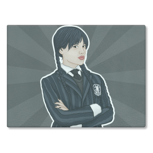 Wednesday Addams - glass chopping board by Loren Grosvenor