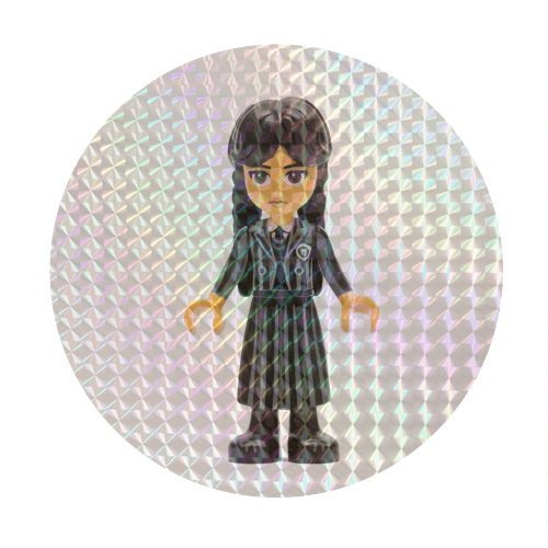 Wednesday Addams in School Uniform - Full Length - Circle Sticker by David Bond