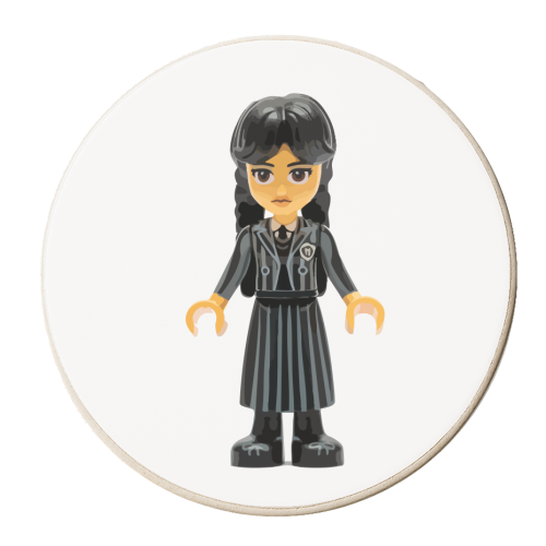 Wednesday Addams in School Uniform - Full Length - personalised beer coaster by David Bond