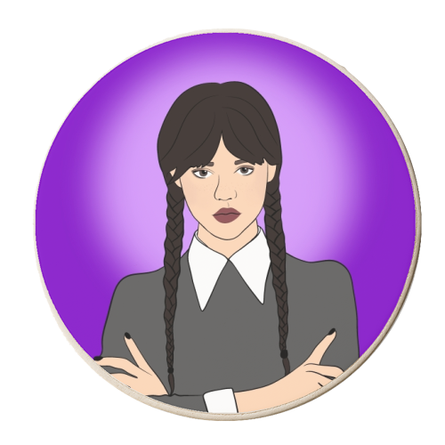 Wednesday Addams - personalised beer coaster by Eloise