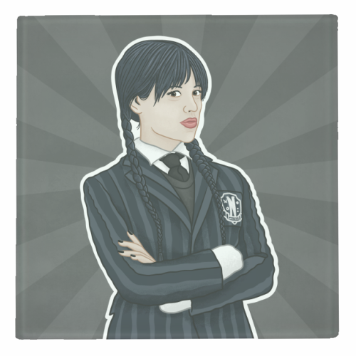 Wednesday Addams - personalised beer coaster by Loren Grosvenor