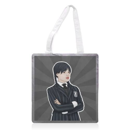 Wednesday Addams - printed canvas tote bag by Loren Grosvenor