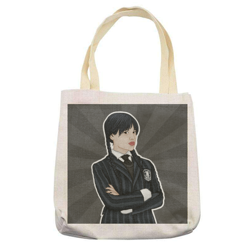 Wednesday Addams - printed canvas tote bag by Loren Grosvenor