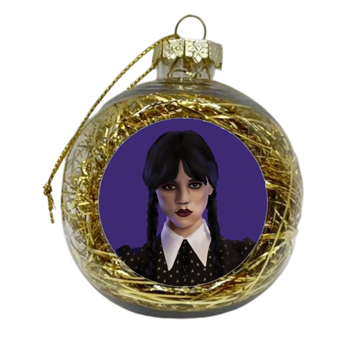 Wednesday Addams - xmas bauble by Rock and Rose Creative