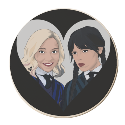 Wednesday and Enid - personalised beer coaster by Pink and Pip