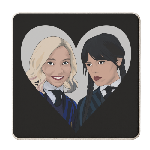 Wednesday and Enid - personalised beer coaster by Pink and Pip