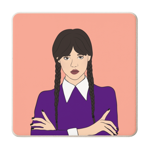 Wednesdays Child Is Full of Woe - personalised beer coaster by Eloise