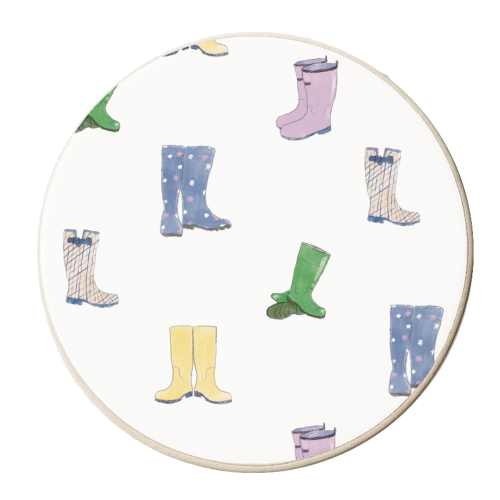 Wellington Boot Pattern - personalised beer coaster by charlotte blunden