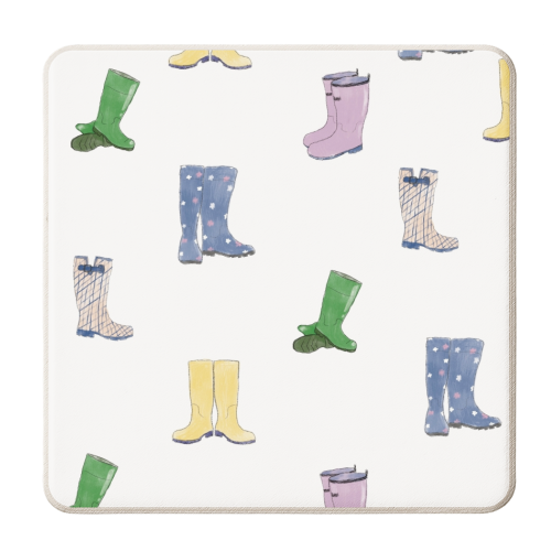 Wellington Boot Pattern - personalised beer coaster by charlotte blunden