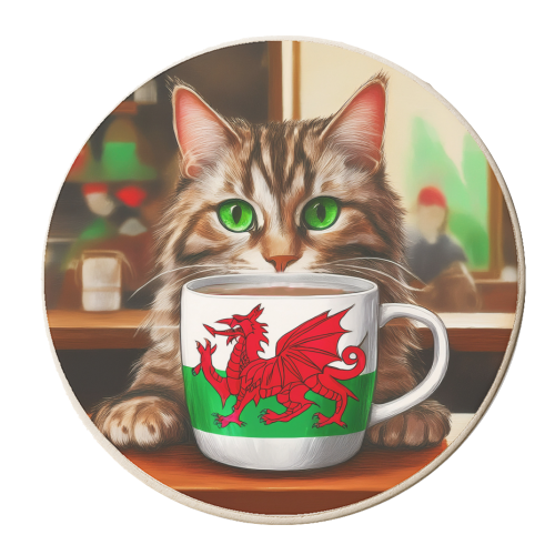 Welsh Cat - personalised beer coaster by AP
