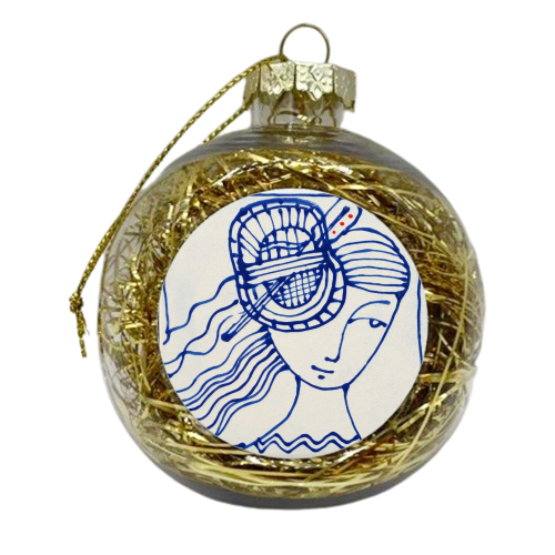 Welsh Coracle Girl - xmas bauble by deborah Withey