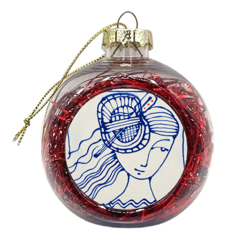 Welsh Coracle Girl - xmas bauble by deborah Withey