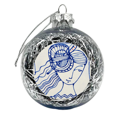 Welsh Coracle Girl - xmas bauble by deborah Withey