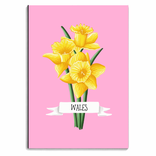 Welsh Daffodils (On Pink) - personalised A4, A5, A6 notebook by Adam Regester