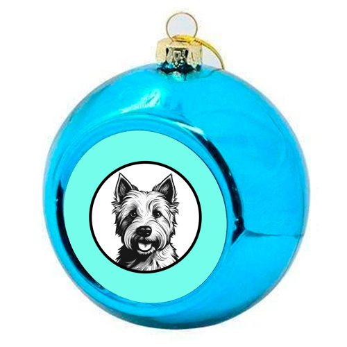 West Highland Terrier Cameo Dog Portrait - colourful christmas bauble by Adam Regester