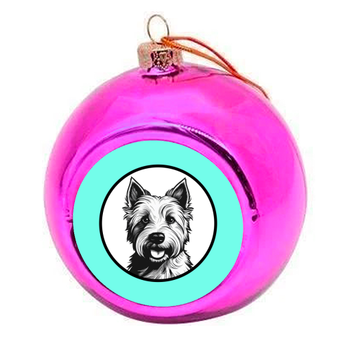 West Highland Terrier Cameo Dog Portrait - colourful christmas bauble by Adam Regester