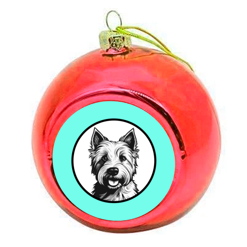 West Highland Terrier Cameo Dog Portrait - colourful christmas bauble by Adam Regester