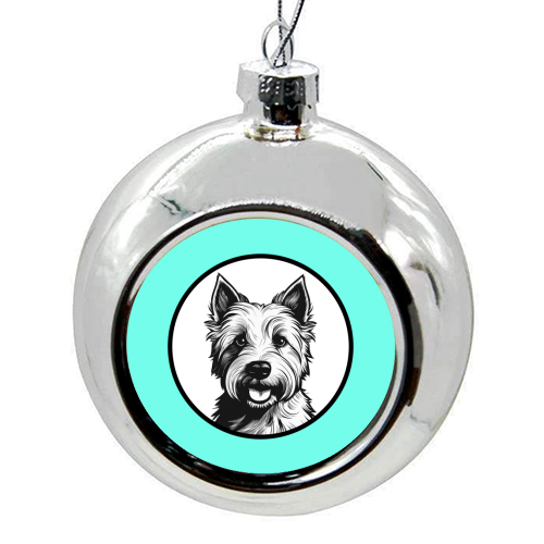 West Highland Terrier Cameo Dog Portrait - colourful christmas bauble by Adam Regester