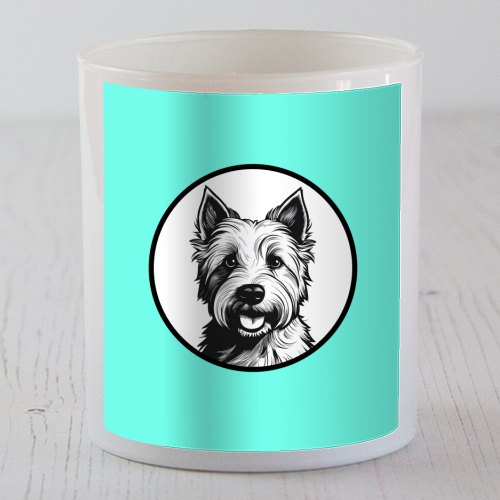 West Highland Terrier Cameo Dog Portrait - scented candle by Adam Regester