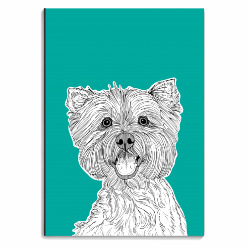 West Highland Terrier Dog Portrait ( teal background ) - personalised A4, A5, A6 notebook by Adam Regester