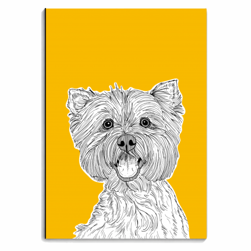 West Highland Terrier Dog Portrait ( yellow background ) - personalised A4, A5, A6 notebook by Adam Regester