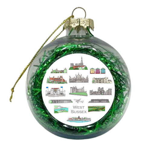 West Sussex Landmarks (pictorial version) - xmas bauble by Adam Regester